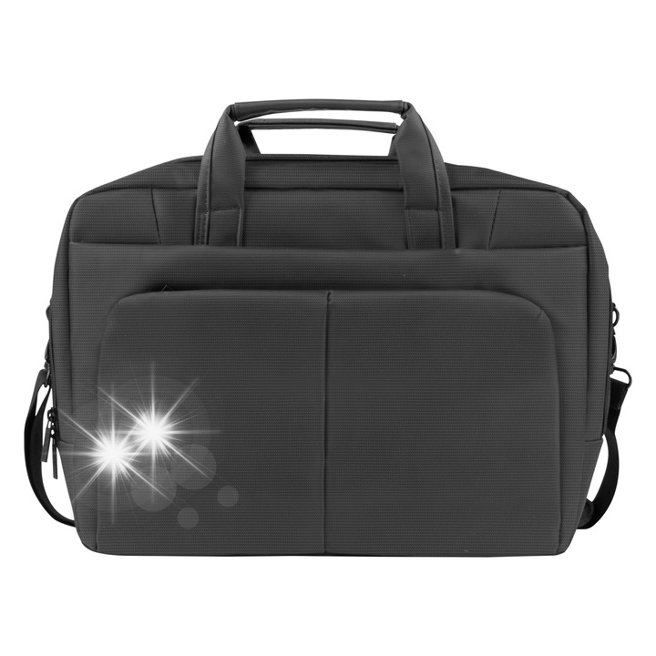 Laptop táska 15,6", Natec Gazelle, nylon, 2 külső zseb, fekete, 40x29x9cm