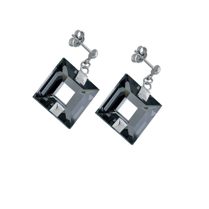 Cercei de argint Preciosa, Chrome, Galaxias, Gri