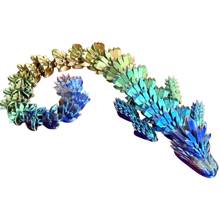 Фигурина дракон от кристал, декорация фентъзи, колекционерски 3D модел, 45 см