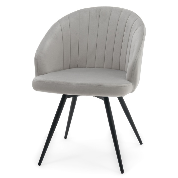 Въртящ се стол, New Home, тапициран, сив/черен, 80x57x59 см, максимално натоварване 120 кг