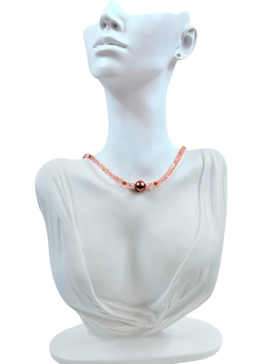 Colier KARELINE, Perla Preciosa si Cristale, Cappucino, design elegant