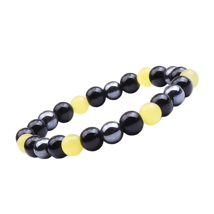 Bratara femei, UEUC, Ochi de Tigru, Hematita, Obsidian, 8mm, ajustabila 16-18cm