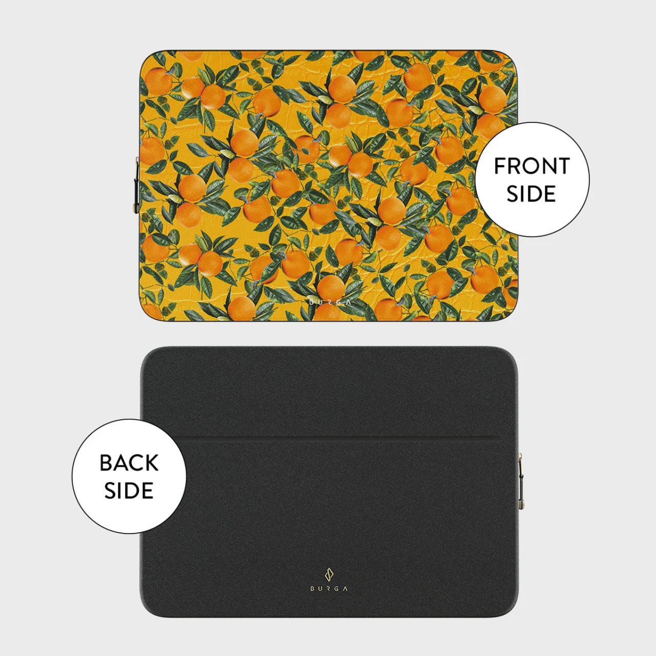 Husa antisoc Burga pentru Laptop 14 inch Orange Lemonade, cu fermoar, rezistenta la apa