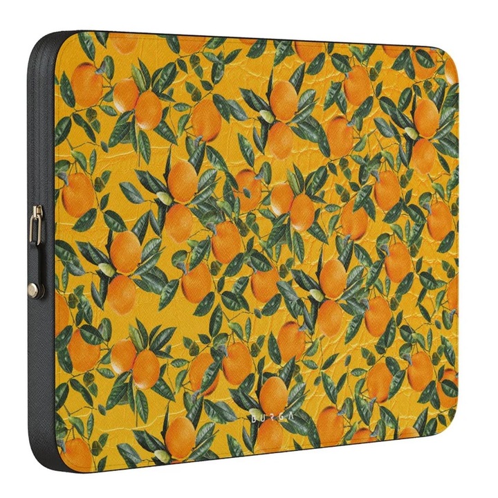 Husa antisoc Burga pentru Laptop 14 inch Orange Lemonade, cu fermoar, rezistenta la apa