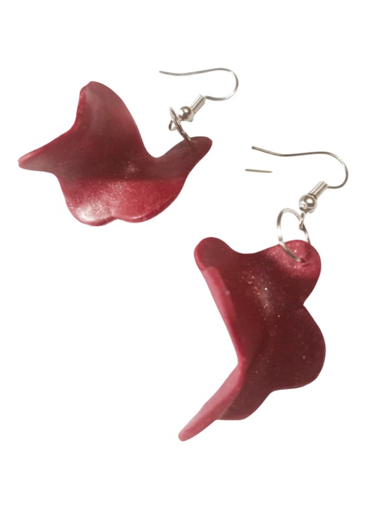 Cercei din lut polimeric, realizati manual, rosu, 5x2.5cm