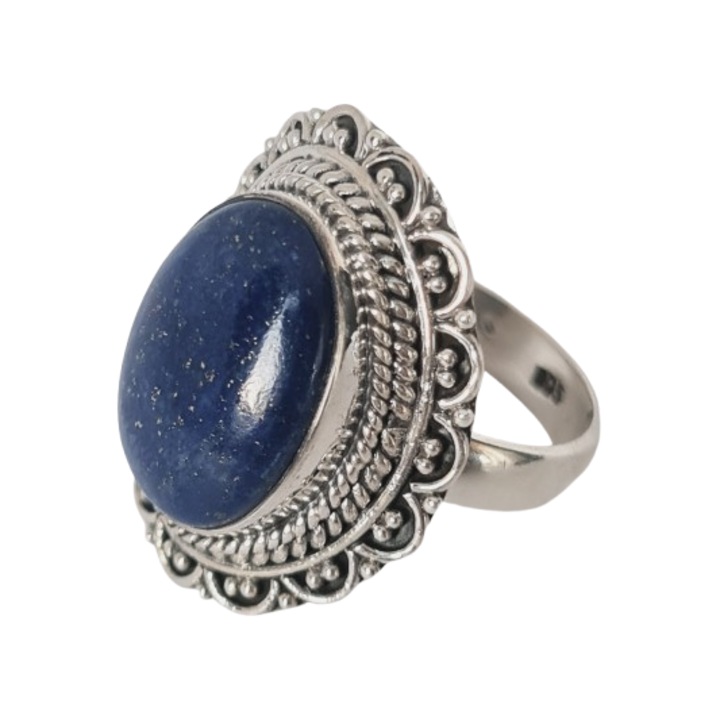 Inel argint 925, argint patinat, Lapis Babilon F, dimensiune 19.9 mm(US 10), cu piatra semipretioasa