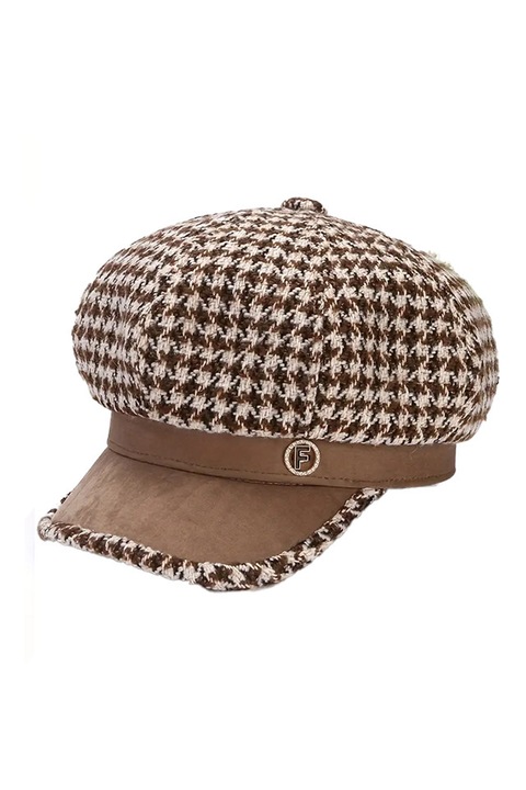 Sapca dama, cozoroc curbat cu detaliu de contrast, model elegant, tematica eleganta urbana, marime universala, maro, EFAYN