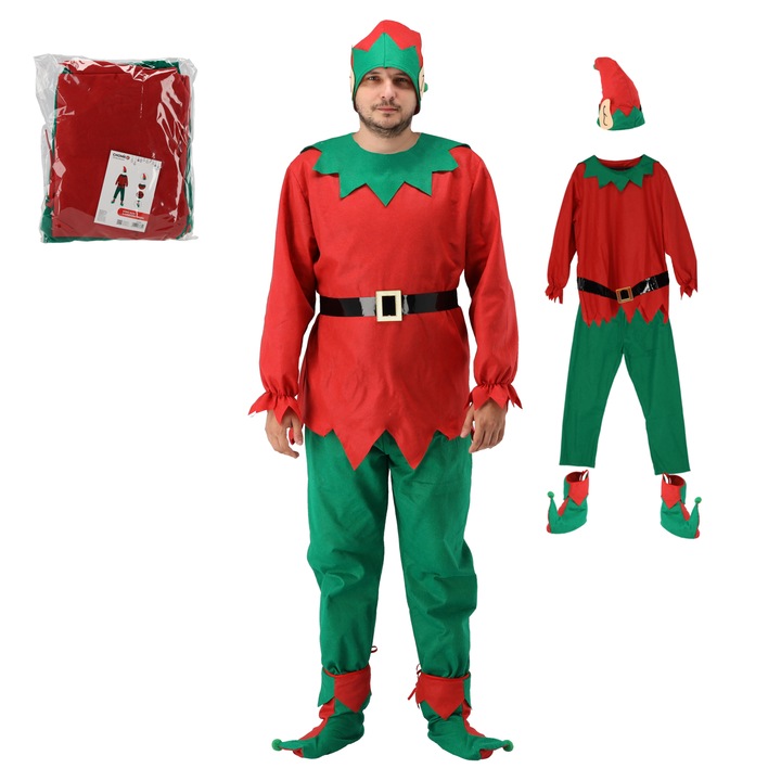 Costum de elf din 5 piese, Selgot, bluza, pantaloni, multicolor, marime universala