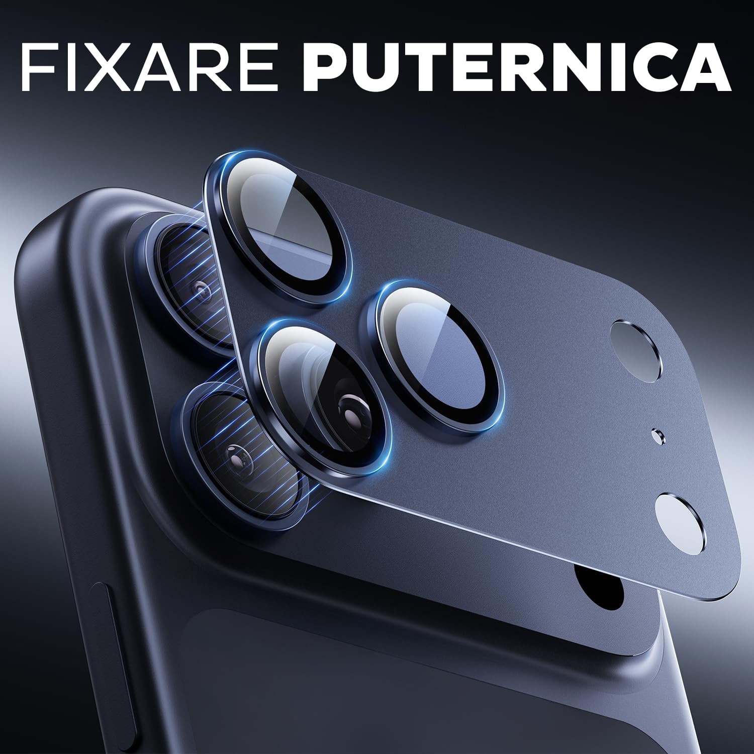 Folie Camera din sticla pentru iPhone 17 Pro, Full Cover, Protectie Completa, Daden, Ultra Rezistenta, Calitate Premium, Deep Blue