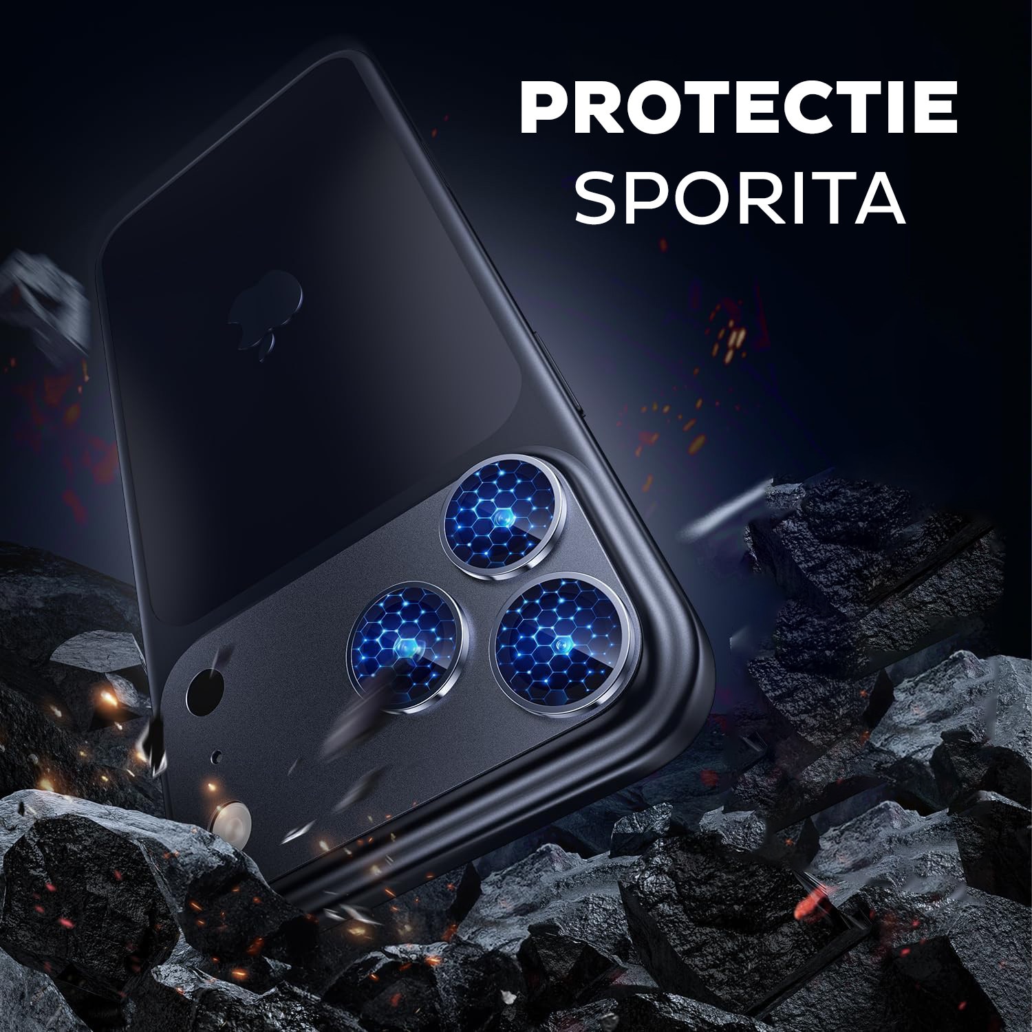Folie Camera din sticla pentru iPhone 17 Pro, Full Cover, Protectie Completa, Daden, Ultra Rezistenta, Calitate Premium, Deep Blue