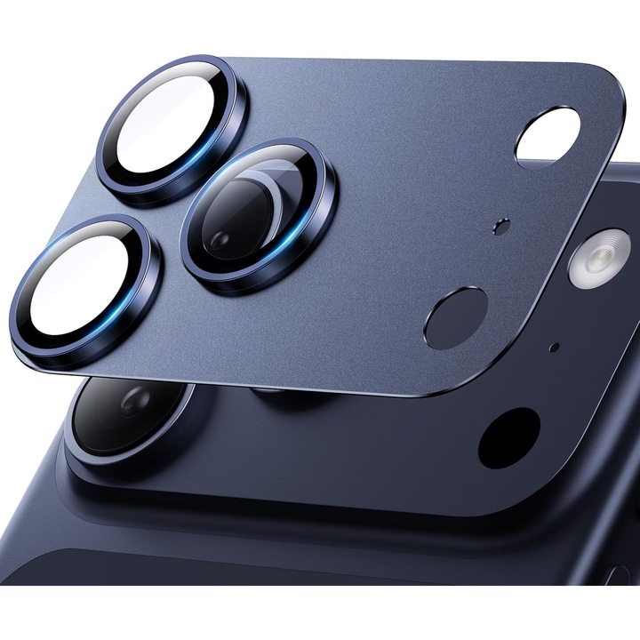 Folie Camera din sticla pentru iPhone 17 Pro Max, Full Cover, Protectie Completa, Daden, Ultra Rezistenta, Calitate Premium, Deep Blue