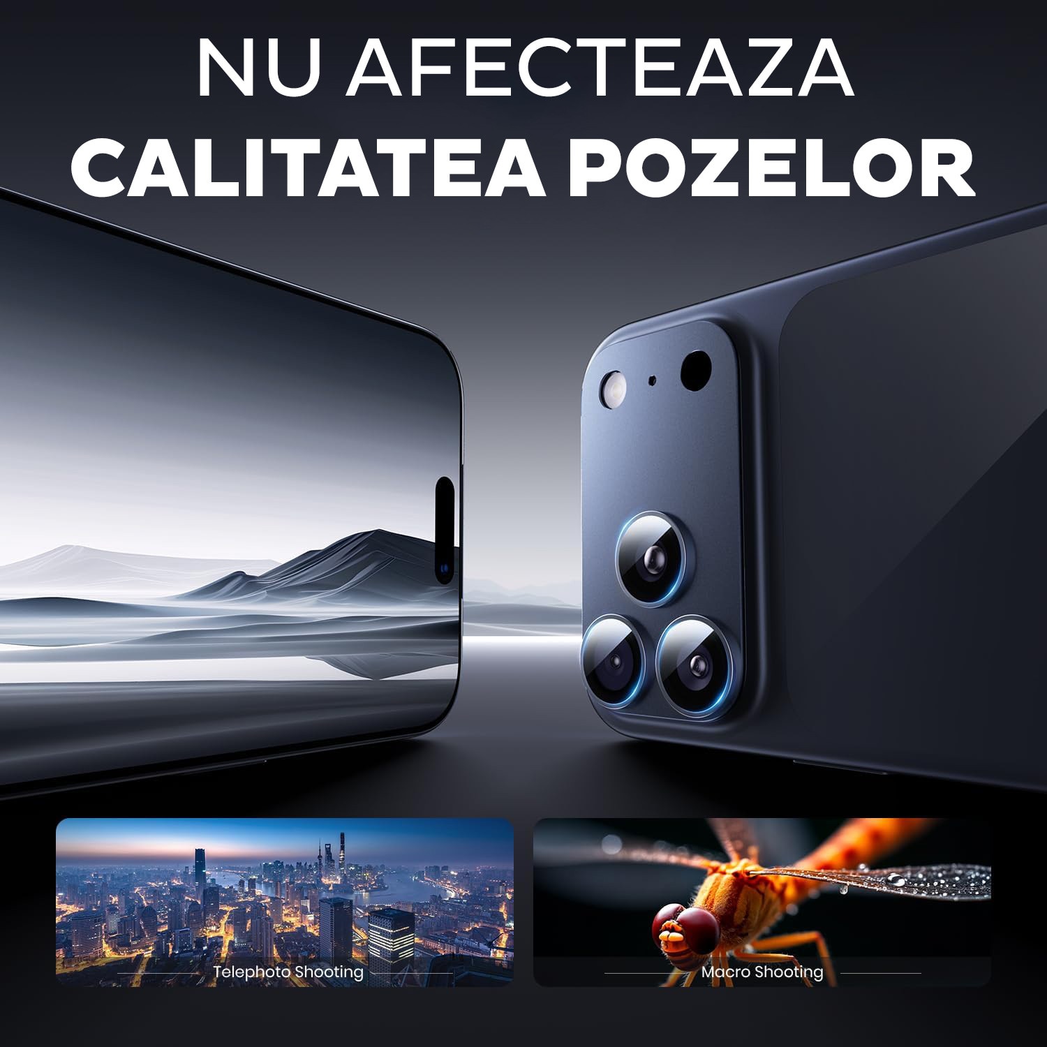 Folie Camera din sticla pentru iPhone 17 Pro, Full Cover, Protectie Completa, Daden, Ultra Rezistenta, Calitate Premium, Deep Blue