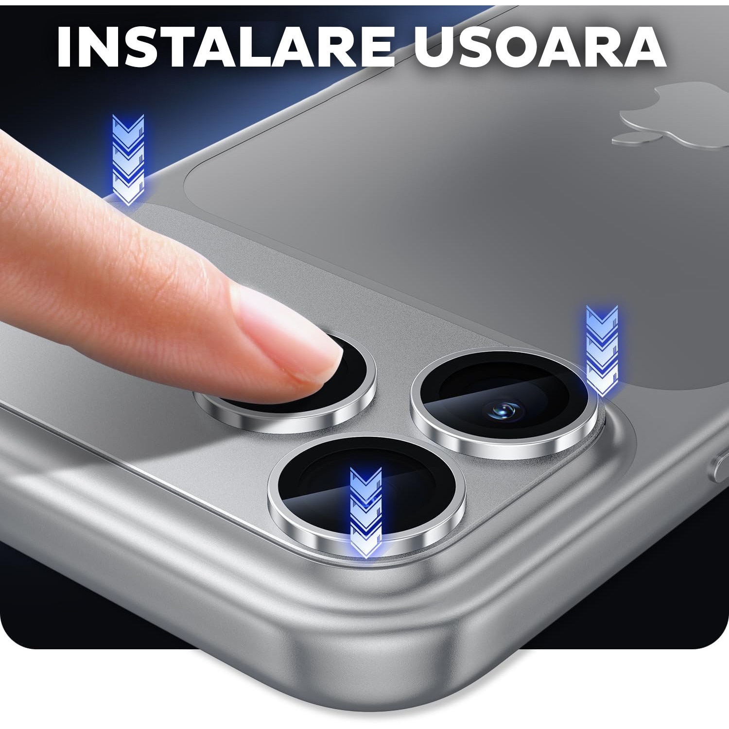 Folie Camera din sticla pentru iPhone 17 Pro, Full Cover, Protectie Completa, Daden, Ultra Rezistenta, Calitate Premium, Silver