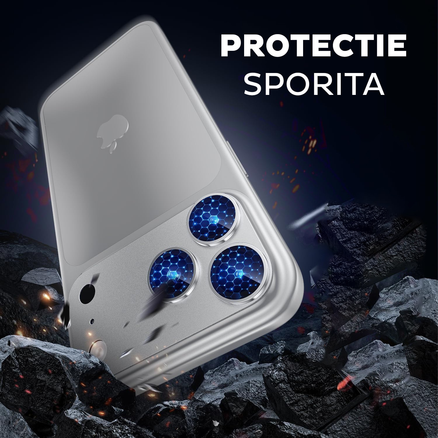 Folie Camera din sticla pentru iPhone 17 Pro, Full Cover, Protectie Completa, Daden, Ultra Rezistenta, Calitate Premium, Silver