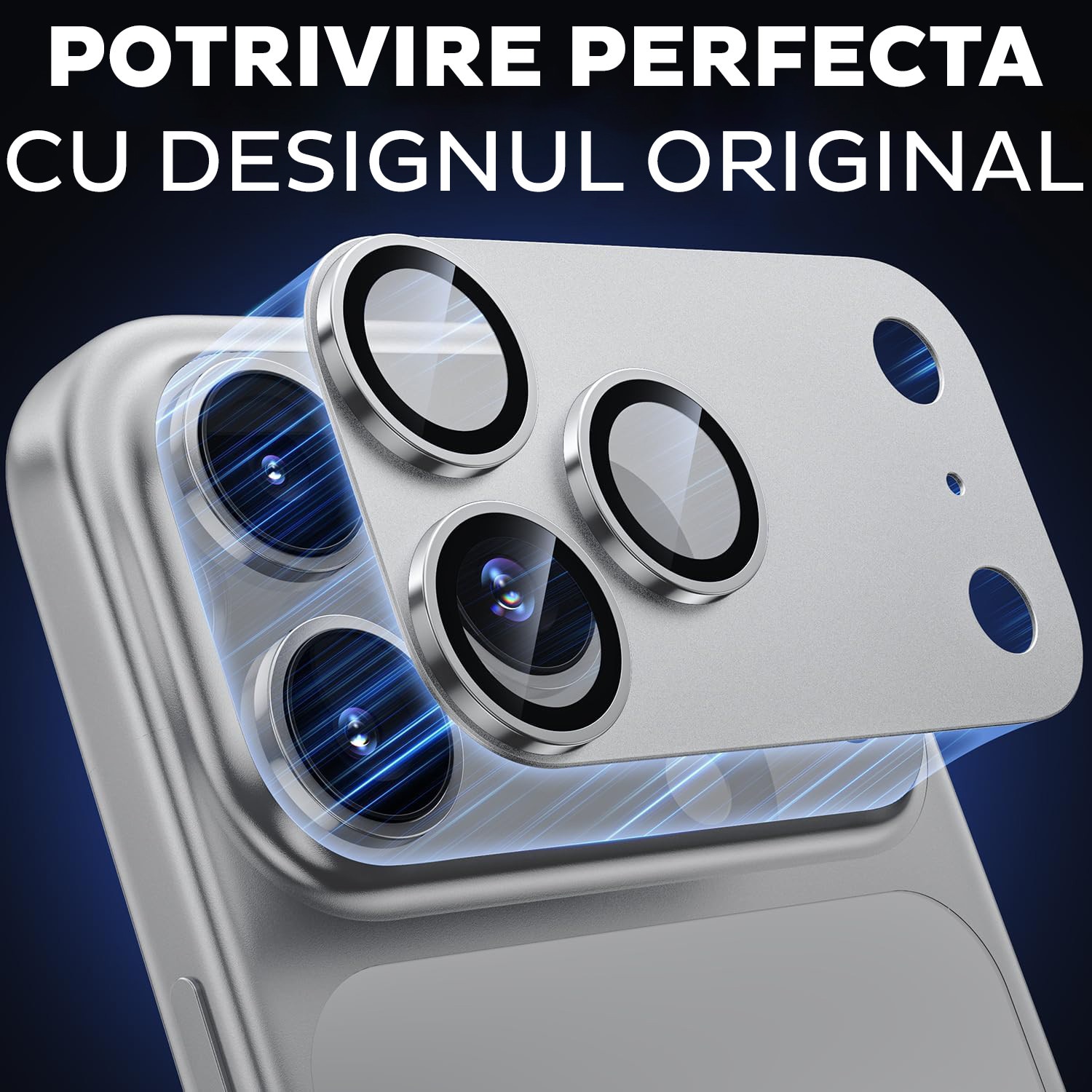 Folie Camera din sticla pentru iPhone 17 Pro, Full Cover, Protectie Completa, Daden, Ultra Rezistenta, Calitate Premium, Silver