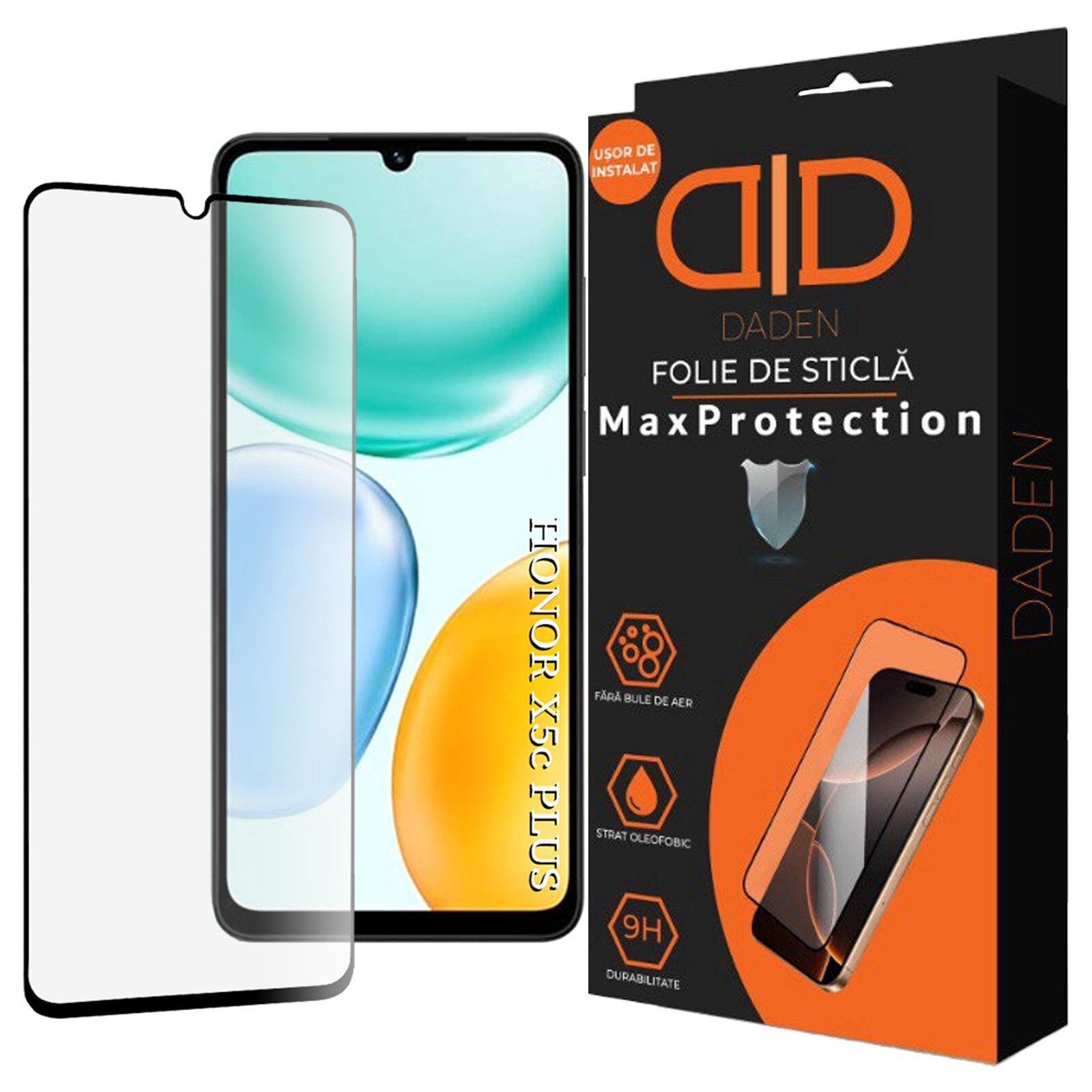 Folie Sticla pentru Honor X5c Plus Daden MaxProtection, Full Cover, Protectie Profesionala, Ultra Rezistenta, Calitate Premium, Transparenta