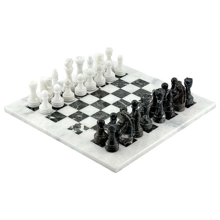 Set sah Italfama marmura alb-negru 23x23x1cm cu cutie lux
