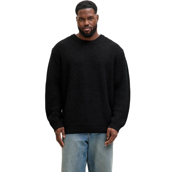 Bluza JACK &JONES Bleeker Knit Crew BF PLS 52300, Negru