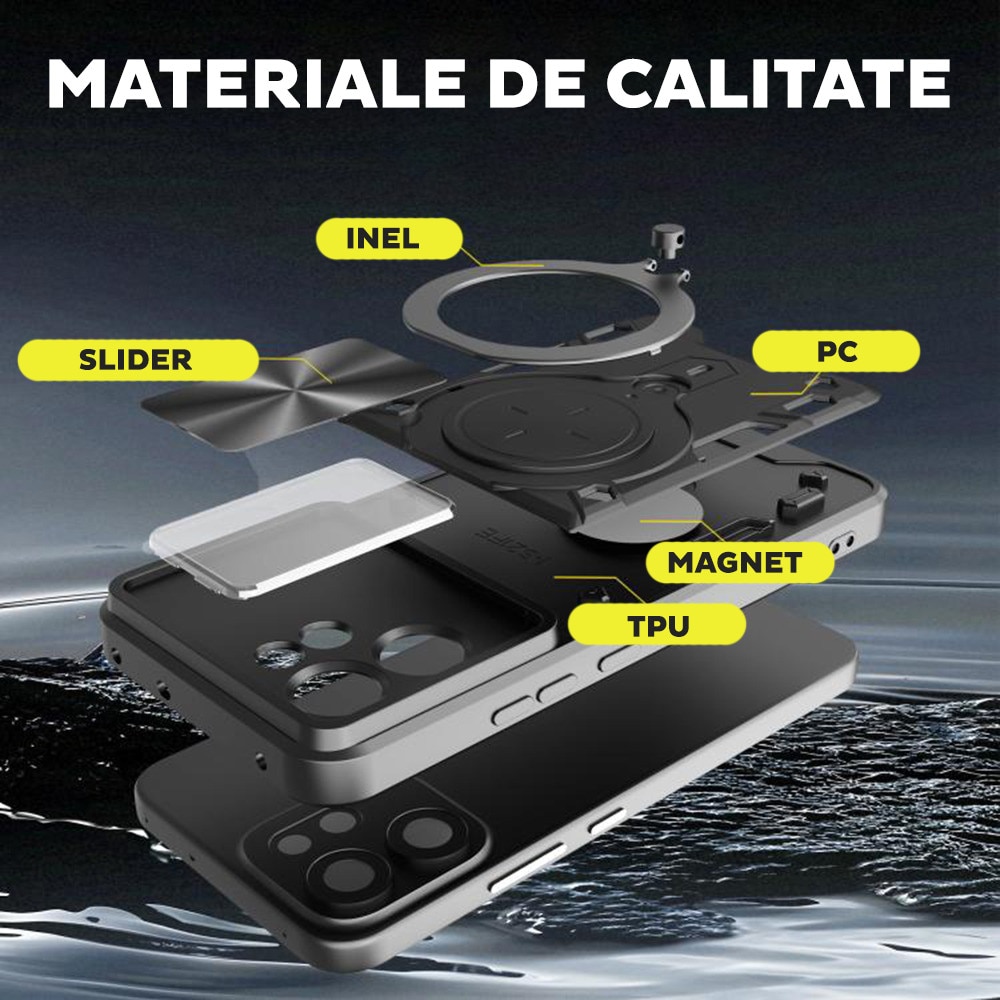 Husa pentru OnePlus 15R, CamGuard Pro Kickstand, Slider Camera, Antisoc, Protectie Superioara, Albastru