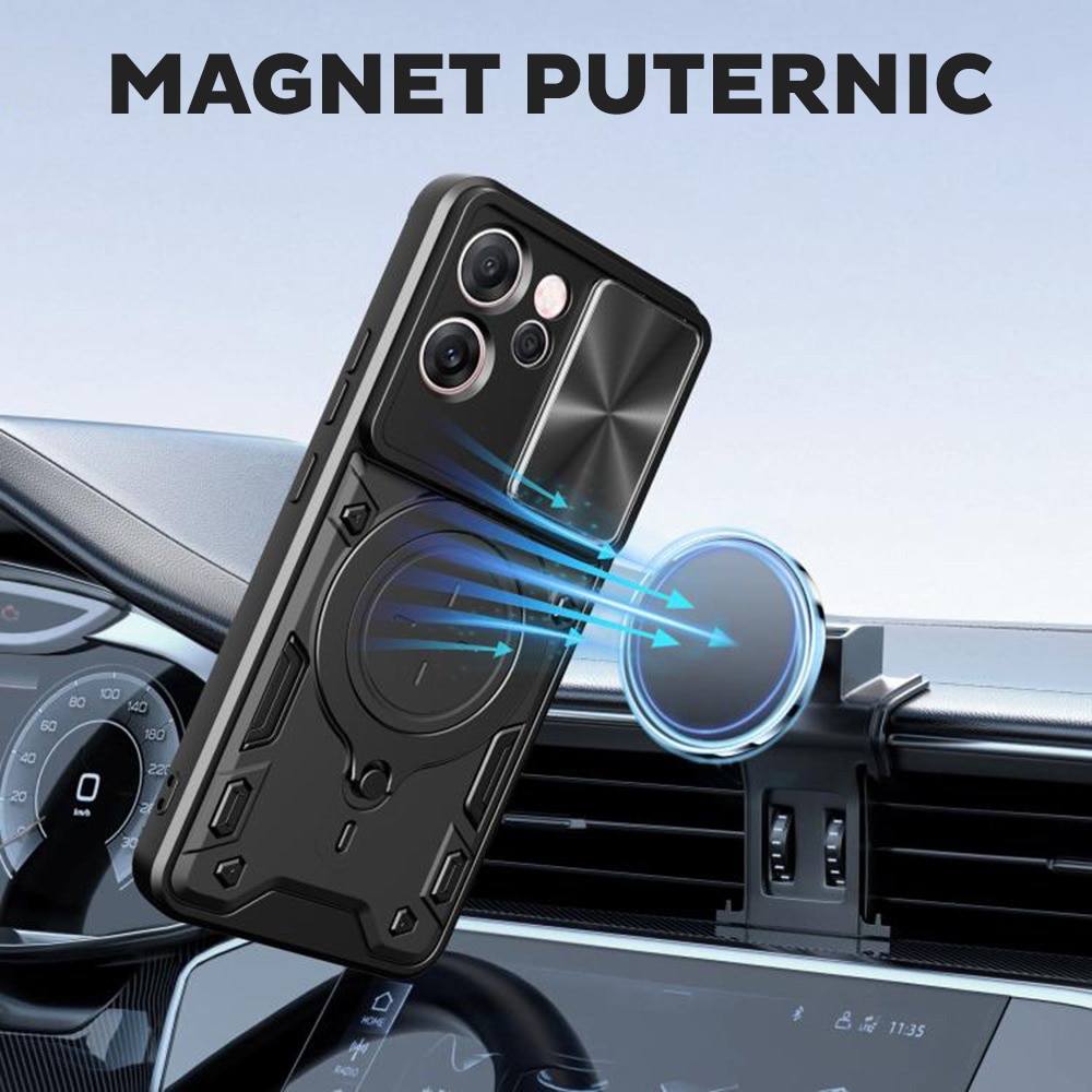 Husa pentru OnePlus 15R, CamGuard Pro Kickstand, Slider Camera, Antisoc, Protectie Superioara, Albastru