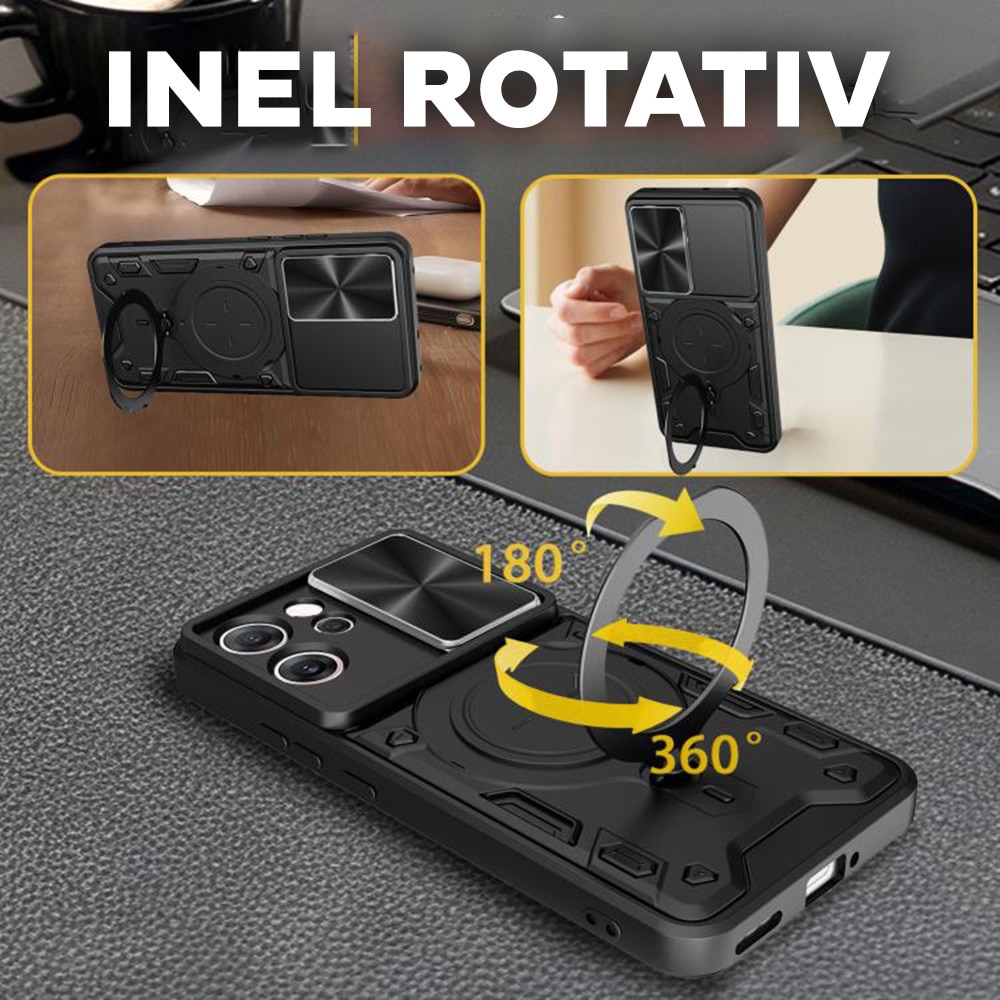 Husa pentru OnePlus 15R, CamGuard Pro Kickstand, Slider Camera, Antisoc, Protectie Superioara, Albastru