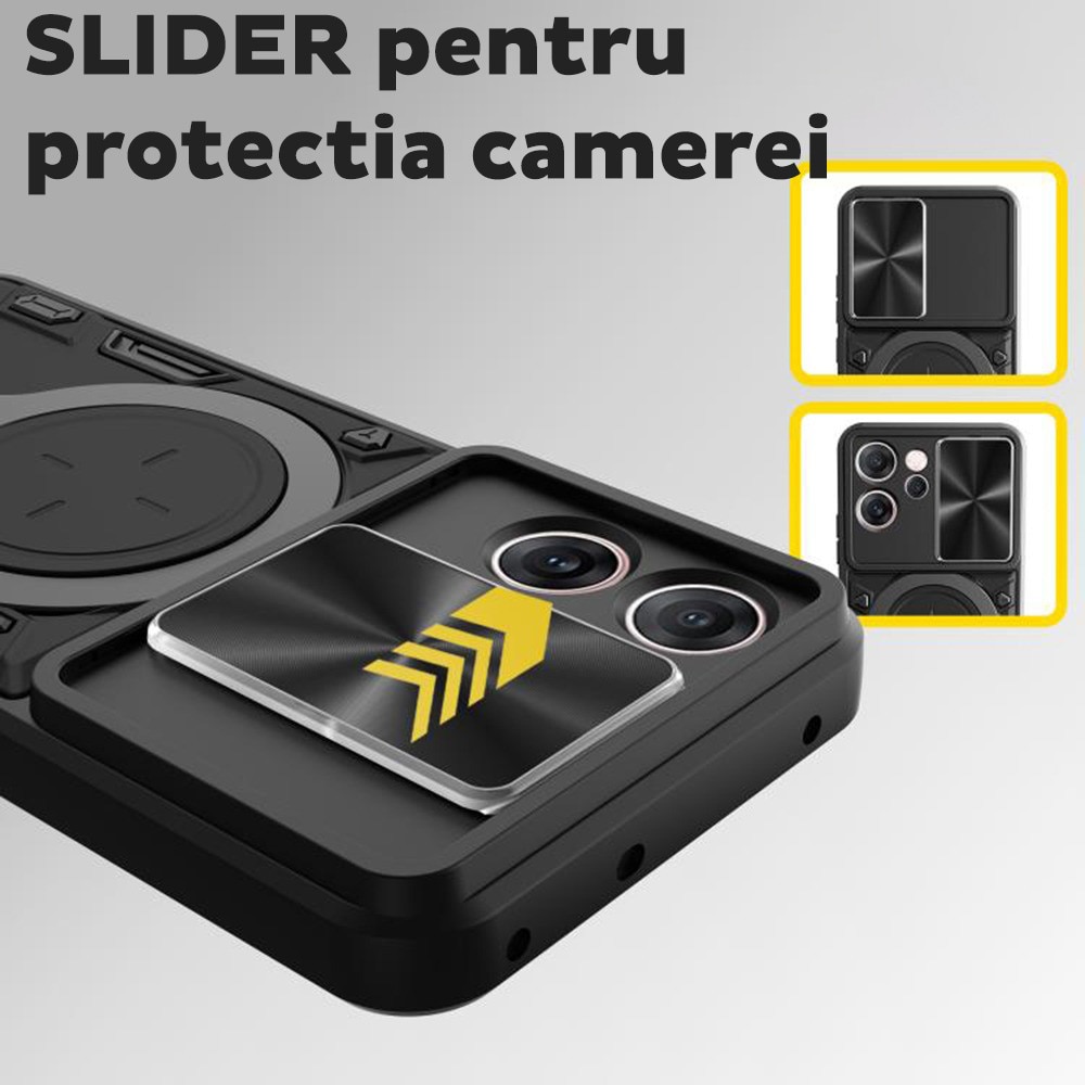 Husa pentru OnePlus 15R, CamGuard Pro Kickstand, Slider Camera, Antisoc, Protectie Superioara, Albastru