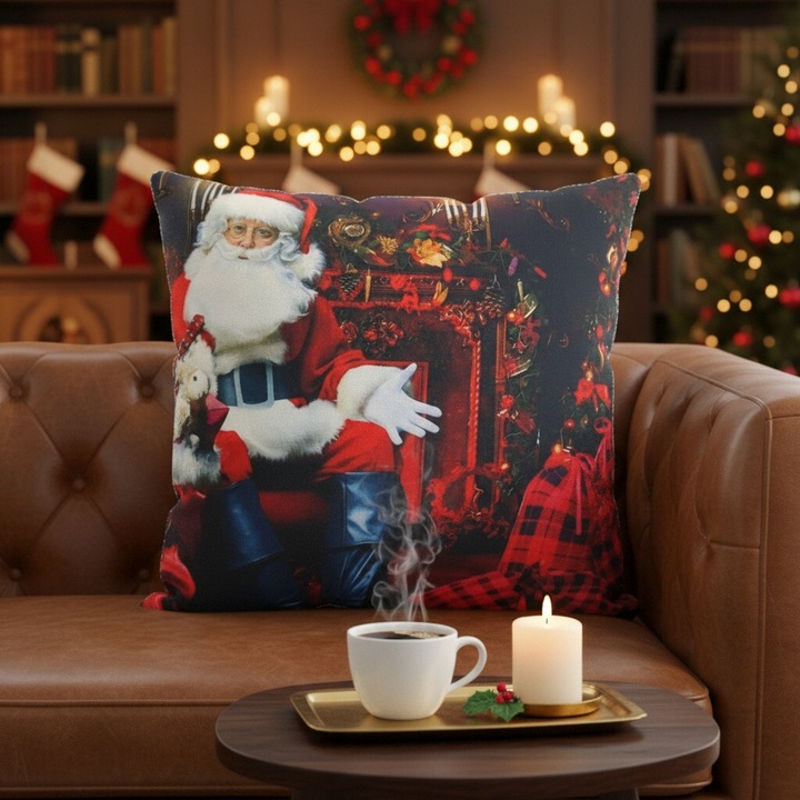 Díszpárnahuzat, karácsonyi, nyomtatott, 45x45cm