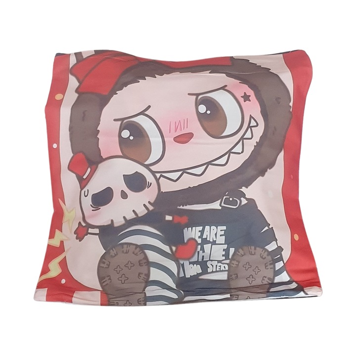Perna decorativa pentru copii cu imprimeu Labubu, 45x45cm, multicolor, material moale, ideala cadou copii