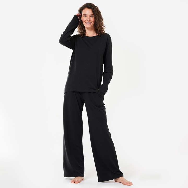 Bluza din bumbac Yoga functionar regulat genetic functionar regulat functionar gard, Negru