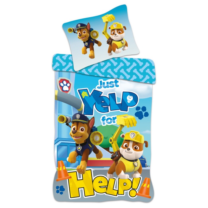 Lenjerie de pat copii, Javoli 100×135cm, 40×60 cm Paw Patrol Help! kids