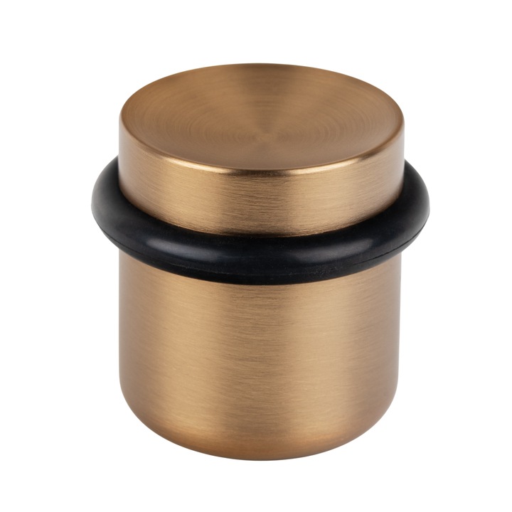 Opritor pentru usa Luv, finisaj alama cava periata, 36x35 mm