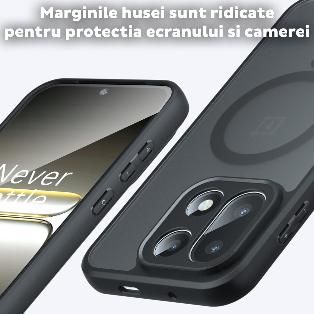 Husa pentru OnePlus 15 Daden® PureFrost MagSafe, Incarcare wireless, Protectie sporita, Anti-amprenta, Negru fumuriu