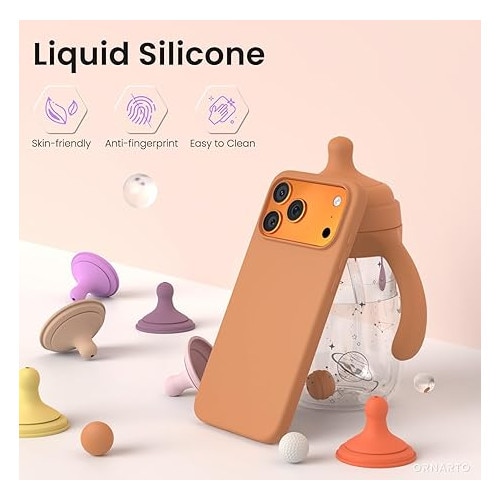 Husa pentru iPhone 17 Pro Max, Joyshell, SIlicon Catifelat Cu Interior Microfibra, Portocaliu