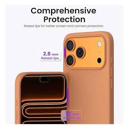 Husa pentru iPhone 17 Pro Max, Joyshell, SIlicon Catifelat Cu Interior Microfibra, Portocaliu
