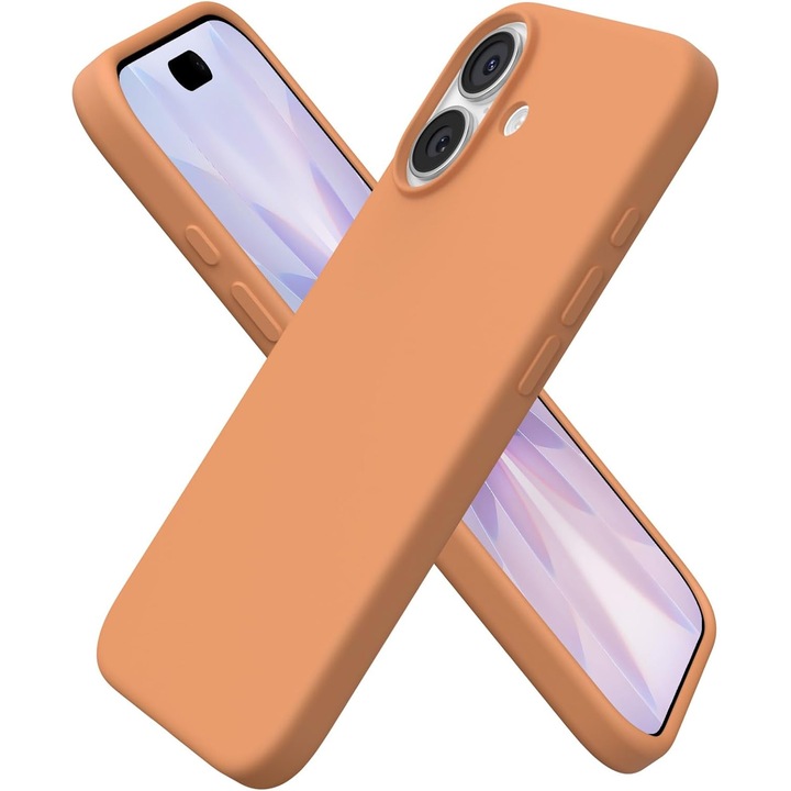 Husa pentru iPhone 17, Joyshell, SIlicon Catifelat Cu Interior Microfibra, Portocaliu