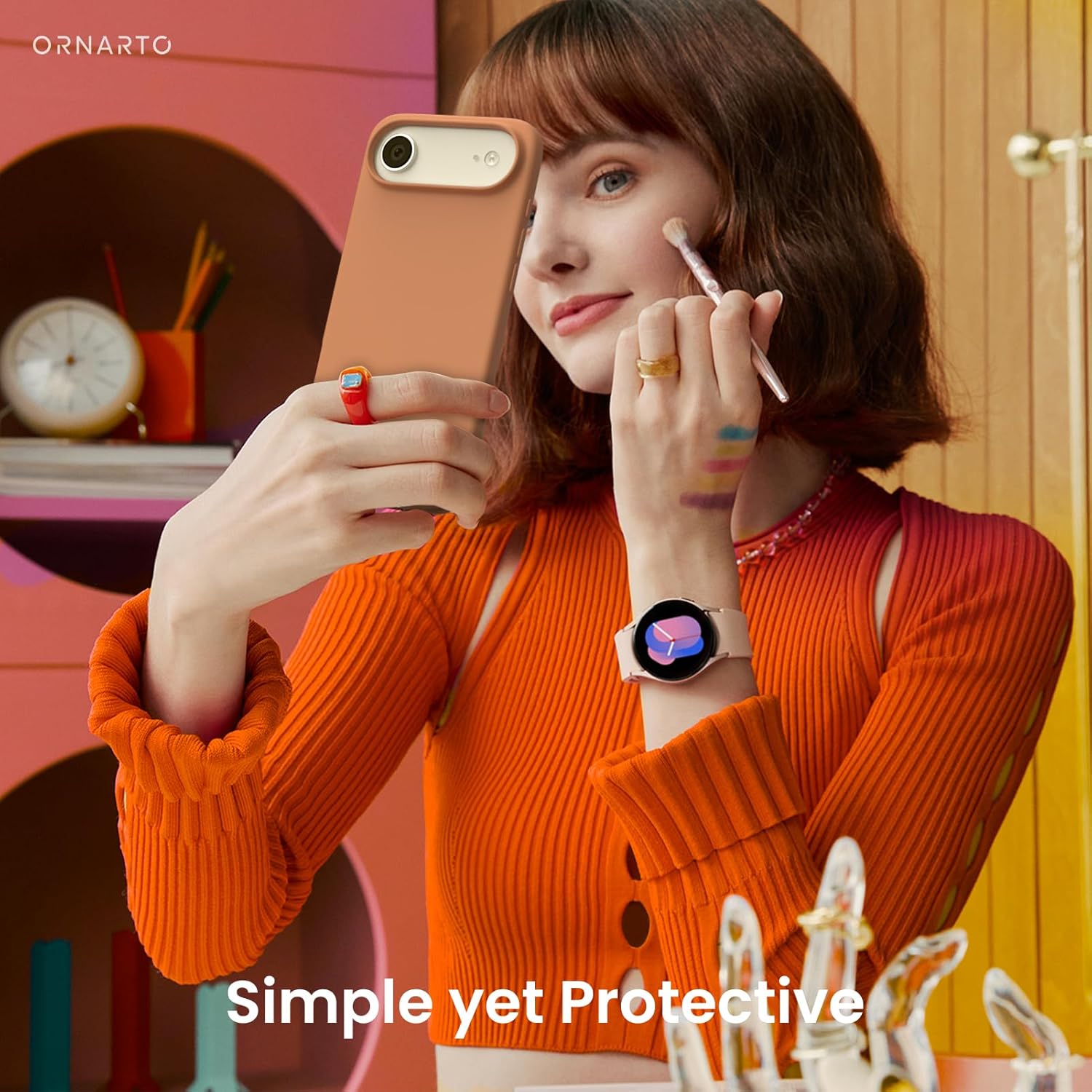 Husa pentru iPhone 17 Air, Joyshell, SIlicon Catifelat Cu Interior Microfibra, Portocaliu