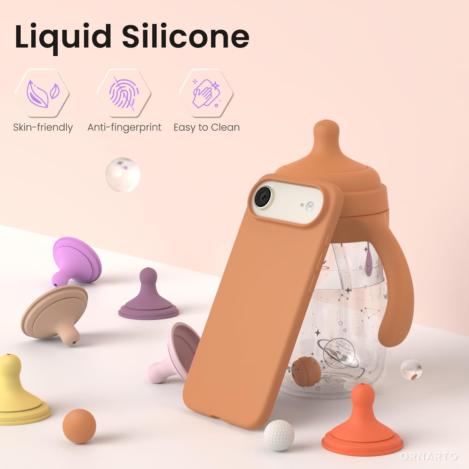 Husa pentru iPhone 17 Air, Joyshell, SIlicon Catifelat Cu Interior Microfibra, Portocaliu