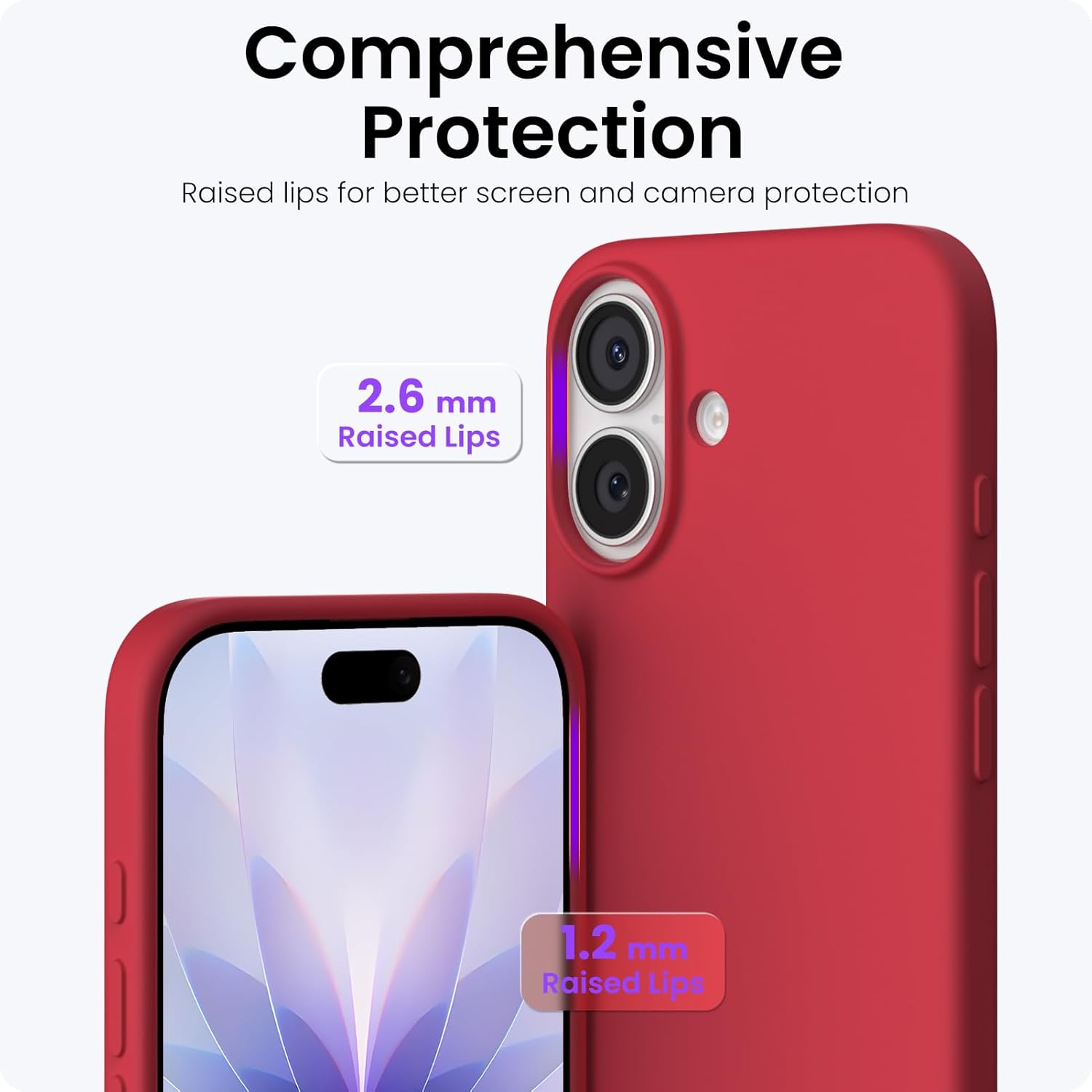 Husa pentru iPhone 17, Joyshell, SIlicon Catifelat Cu Interior Microfibra, Rosu