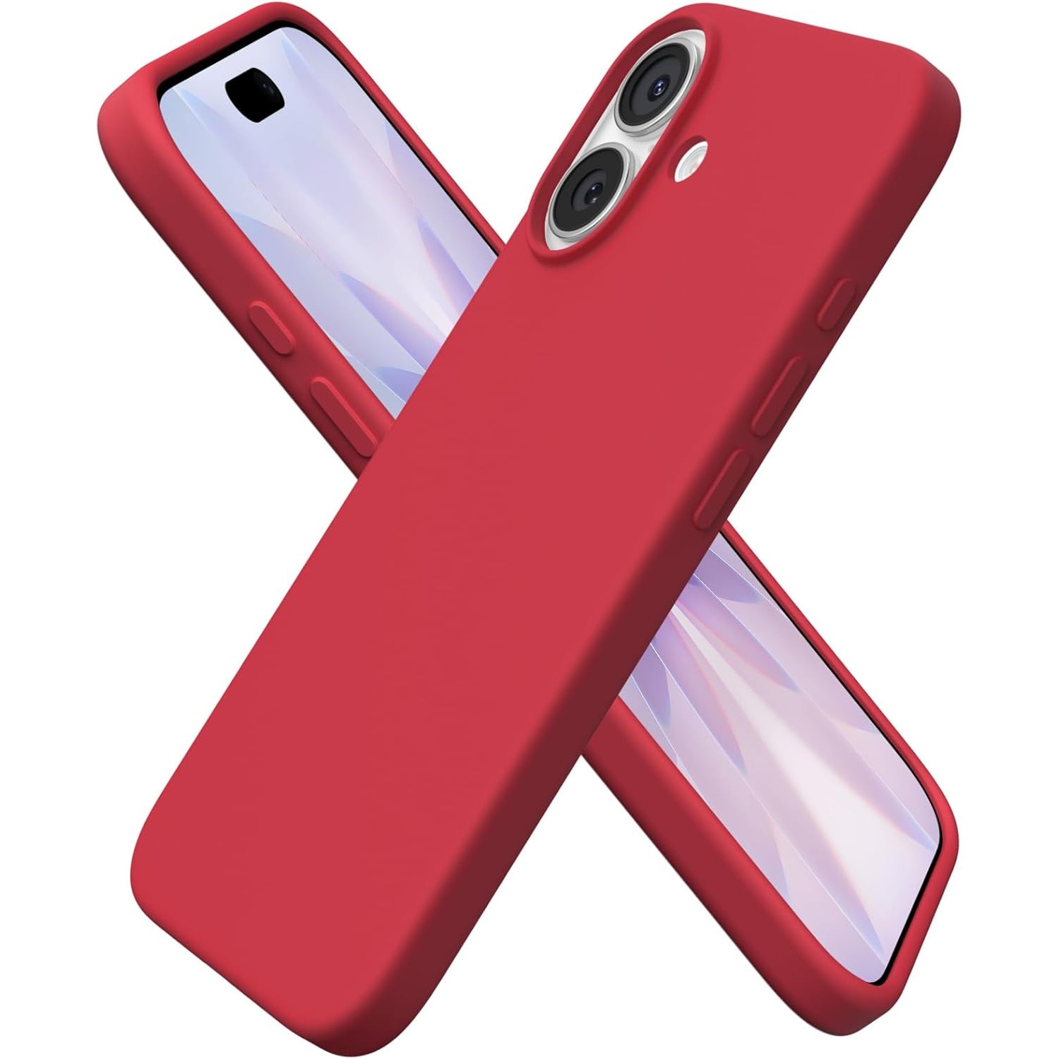 Husa pentru iPhone 17, Joyshell, SIlicon Catifelat Cu Interior Microfibra, Rosu