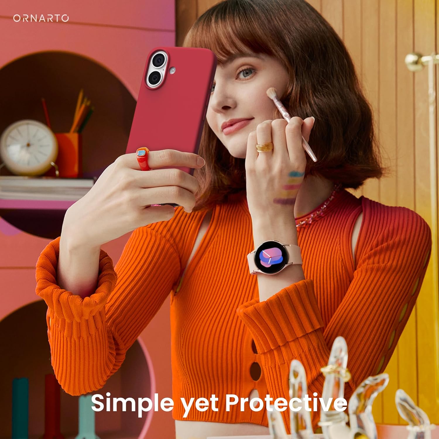 Husa pentru iPhone 17, Joyshell, SIlicon Catifelat Cu Interior Microfibra, Rosu