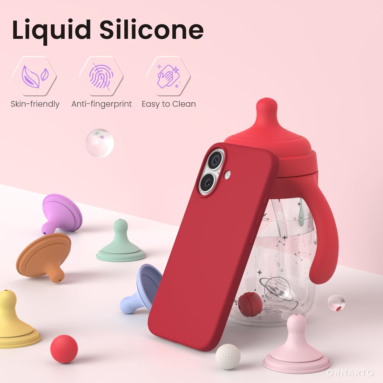 Husa pentru iPhone 17, Joyshell, SIlicon Catifelat Cu Interior Microfibra, Rosu