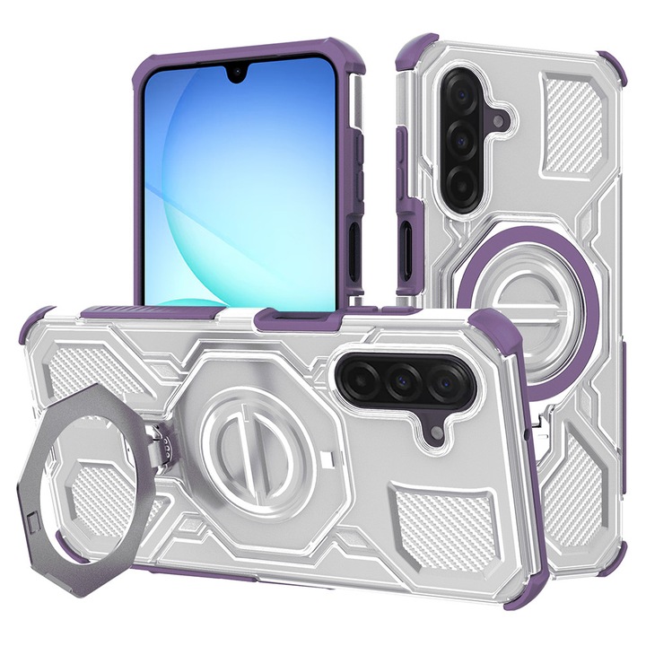 Husa pentru Samsung Galaxy A17 5G / A17 4G - Techsuit Carbon Shield PRO - Purple Transparent