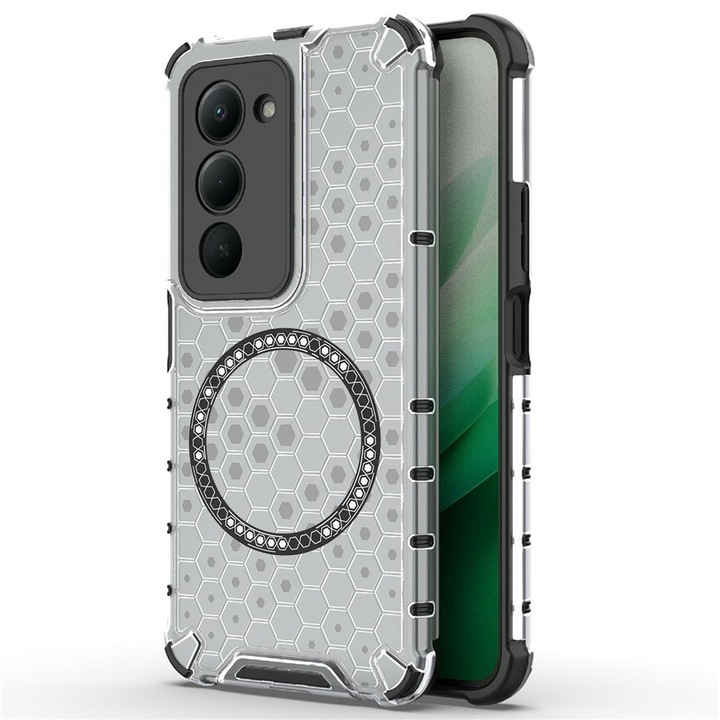 Husa pentru Xiaomi Redmi 15 5G / Redmi 15 4G, SKYDDAR INNOVATION, HoneyComb Shield MagSafe, Antisoc, set cu sticker, Alb