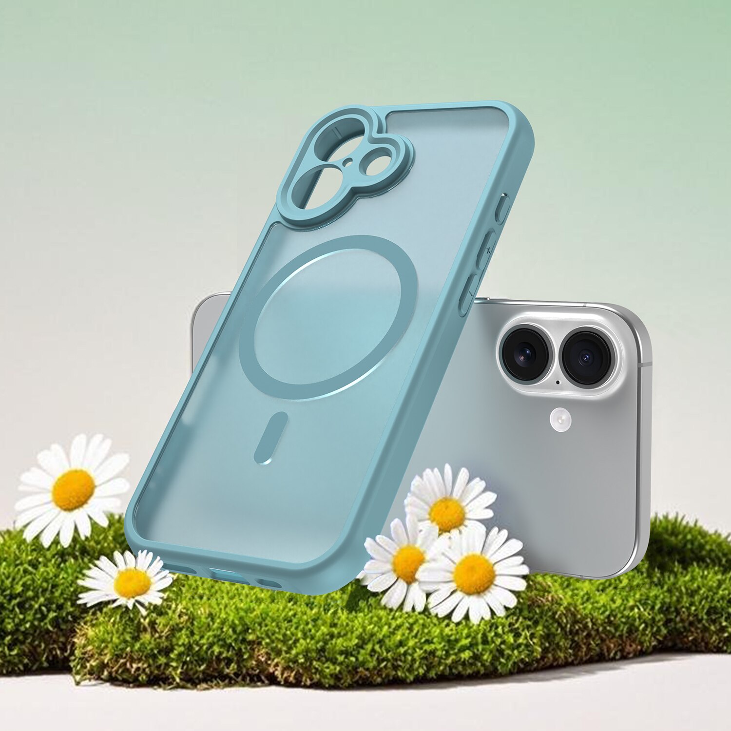 Husa pentru iPhone 17 cu protectie pentru lentile si MagSafe EasyCharge, Ghost Series Anti-ingalbenire, frosted - verde menta