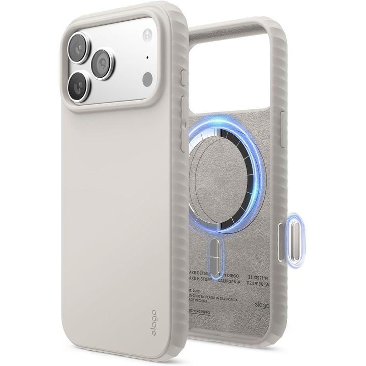 Силиконов калъф, Elago, MagSafe Ridge, съвместим с Apple iPhone 17 Pro Max, бежов
