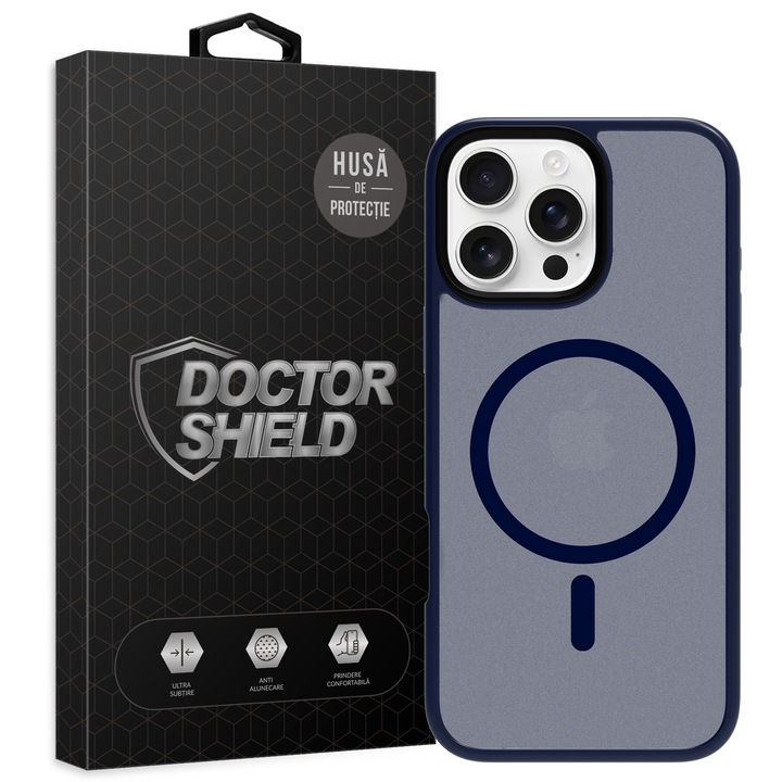 Husa de Protectie, Compatibila Apple iPhone 16 Pro, Doctor Shield Fantom, MagSafe - Albastru