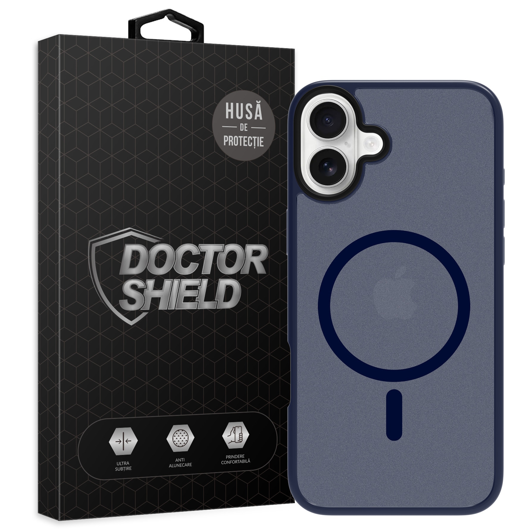 Husa de Protectie, Compatibila Apple iPhone 16 Plus, Doctor Shield Fantom, MagSafe - Albastru