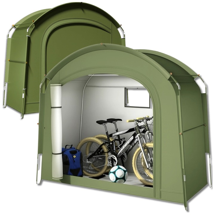 Cort de protectie pentru bicicleta, portabil, impermeabil, EdiBazzar, 220x150x185 cm, verde