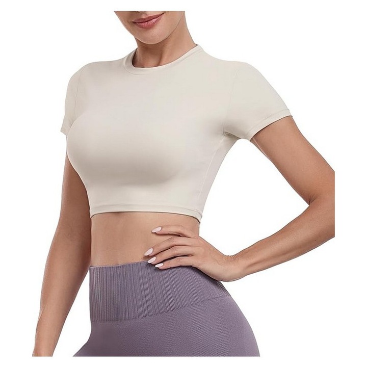 Tricou sport scurt dama, alb, marime S, Yaavii