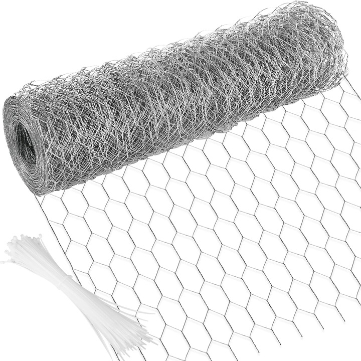 Plasa din sarma galvanizata, Plasa de sarma pentru pasari de curte, 40x1000 cm, bariera pentru gard de gradina, pentru proiecte de artizanat, gard pentru iepuri si pui